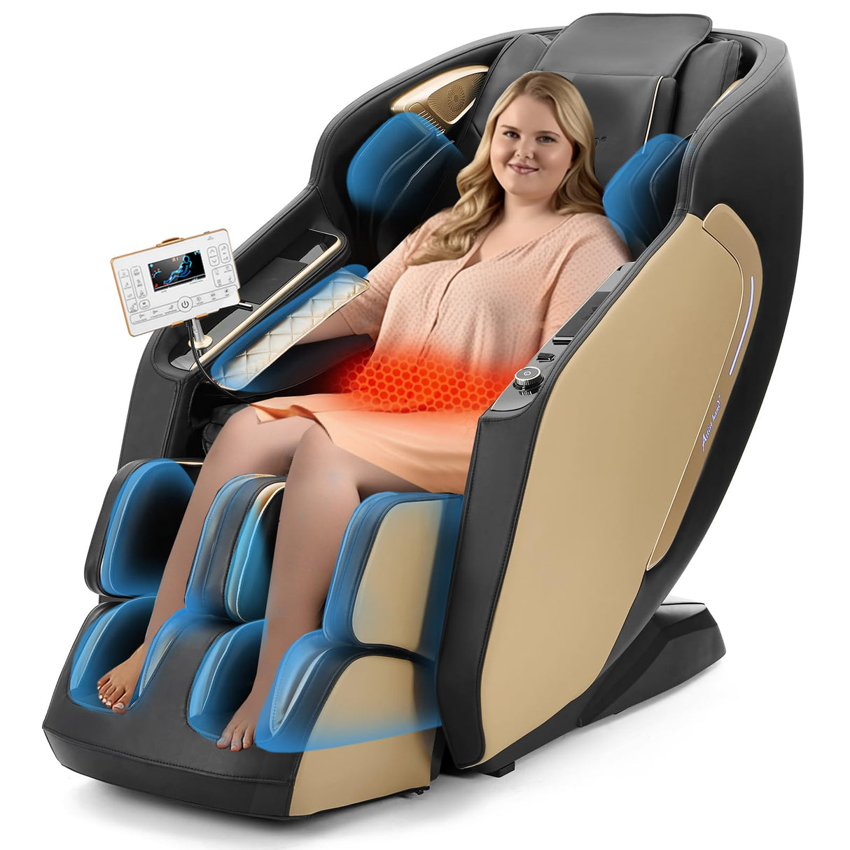 Artist hand Extra Wide Seat Massage Chair Full Body, SL Track Zero Gravity Massage Chair Recliner with 12 Modes, Bluetooth, Body Scan, Foot Roller & Airbags Massage Artist hand