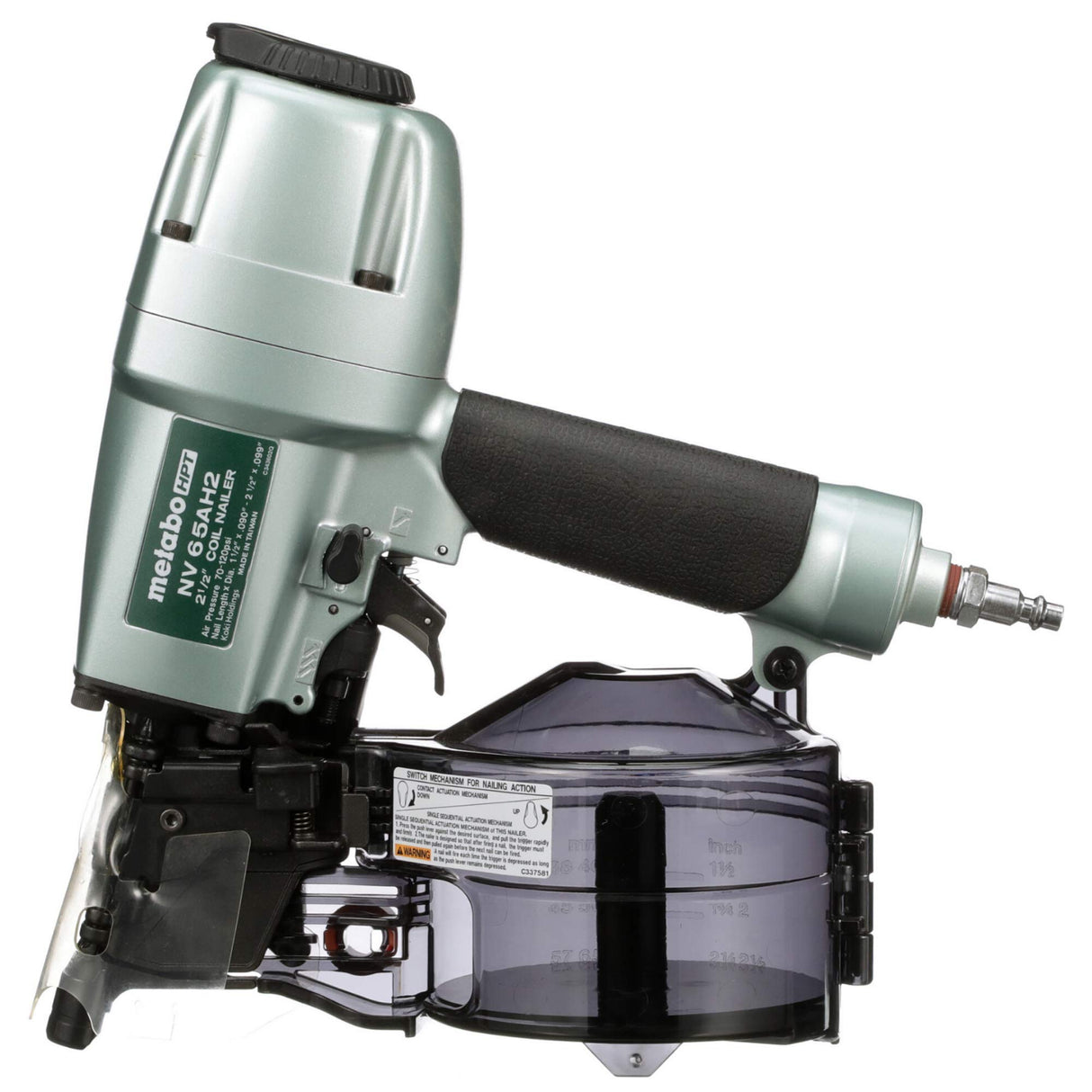 Metabo HPT Coil Siding Nailer, 1-1/2 inch to 2-1/2 inch Siding Nails, Side load, Tilt Bottom Magazine (NV65AH2) Metabo HPT