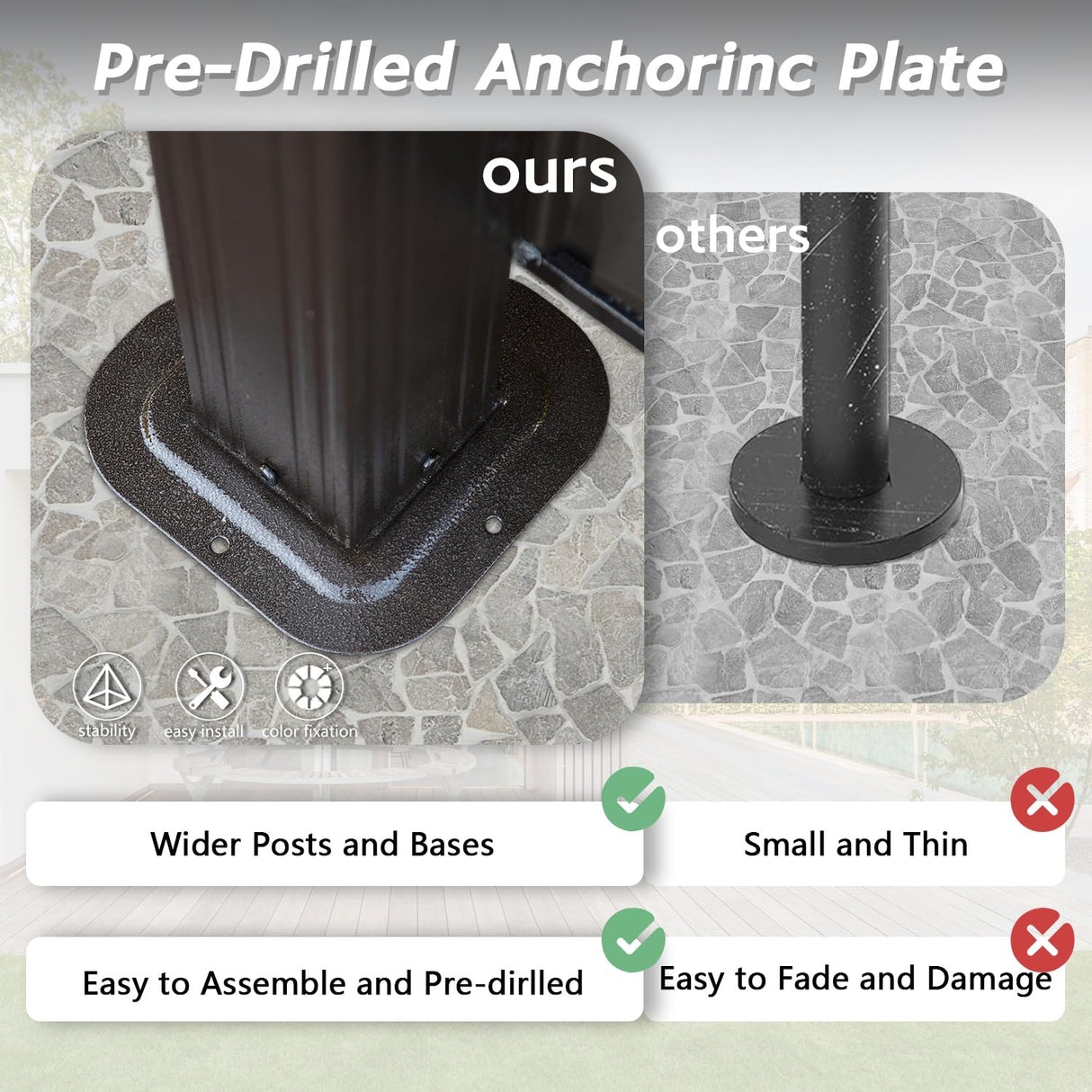 Domi 6x10FT Hardtop Grill Gazebo, Outdoor BBQ Gazebo with Double Galvanized Steel Roof, Metal Permanent Sun Shade Grill Canopy Shelter with 2 Storage Cabinets and Ceiling Hooks for Patio Yard, Brown domi outdoor living