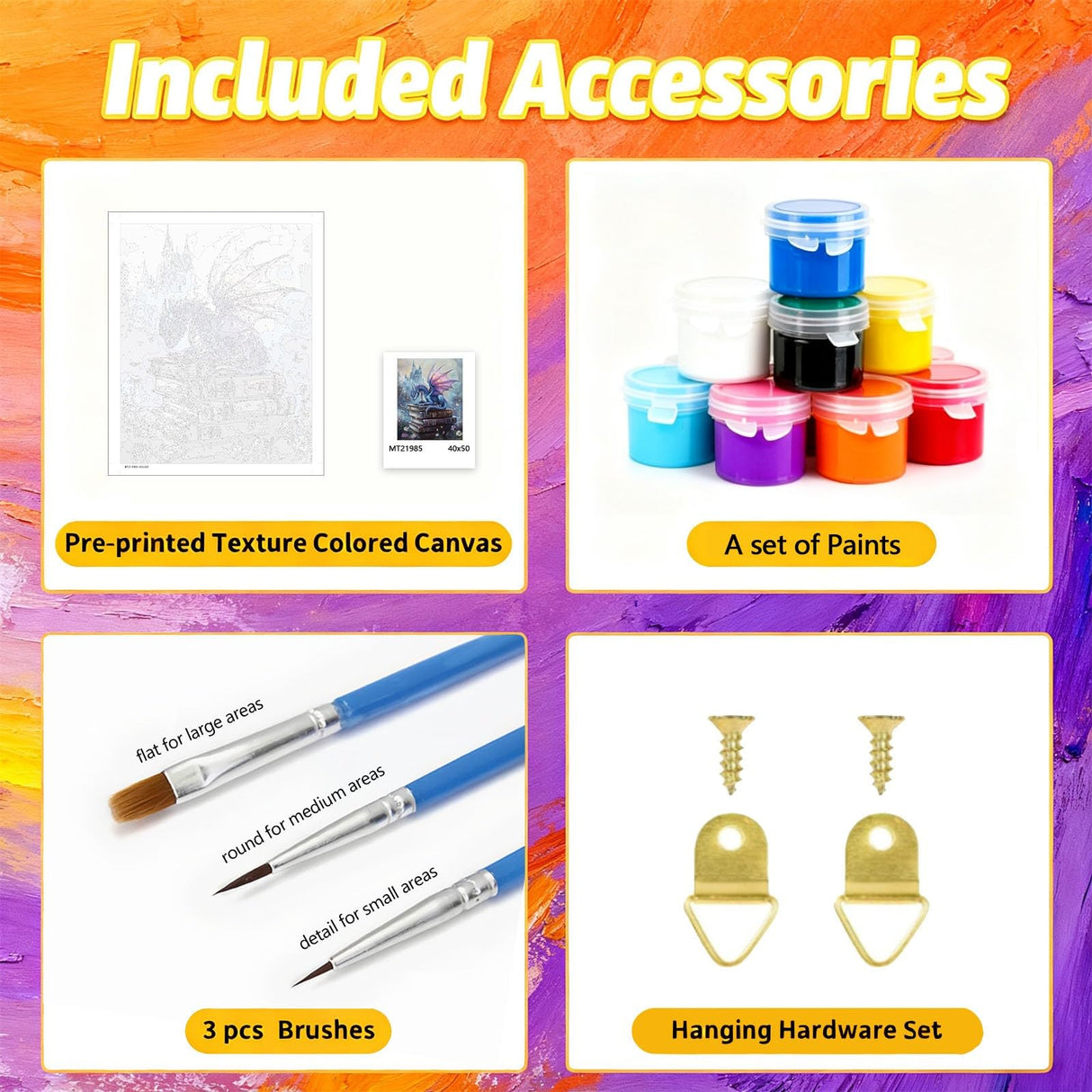 Gemozaic Paint by Numbers Kit for Adults, Dragon Adults' Paint-by-Number Kits on Canvas with Acrylic Paints and Brushes, 16 x 20 Inch Gemozaic