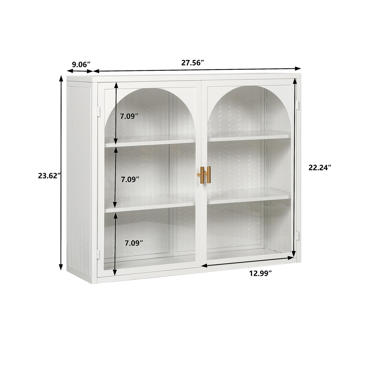 Retro Style Haze Double Glass Door Wall Cabinet with Detachable Shelves for Office, Dining Room,Living Room, Kitchen and Bathroom Mint White Wetiny