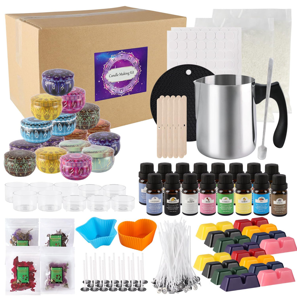 ECLHTLNY Candle Making Kit,Complete Sets, Contains Soy Wax, Exquisite Jars,DIY Candle Making Kit for Beginners and Adults, Christma's Day Gift,Valentine's Day Gift ECLHTLNY