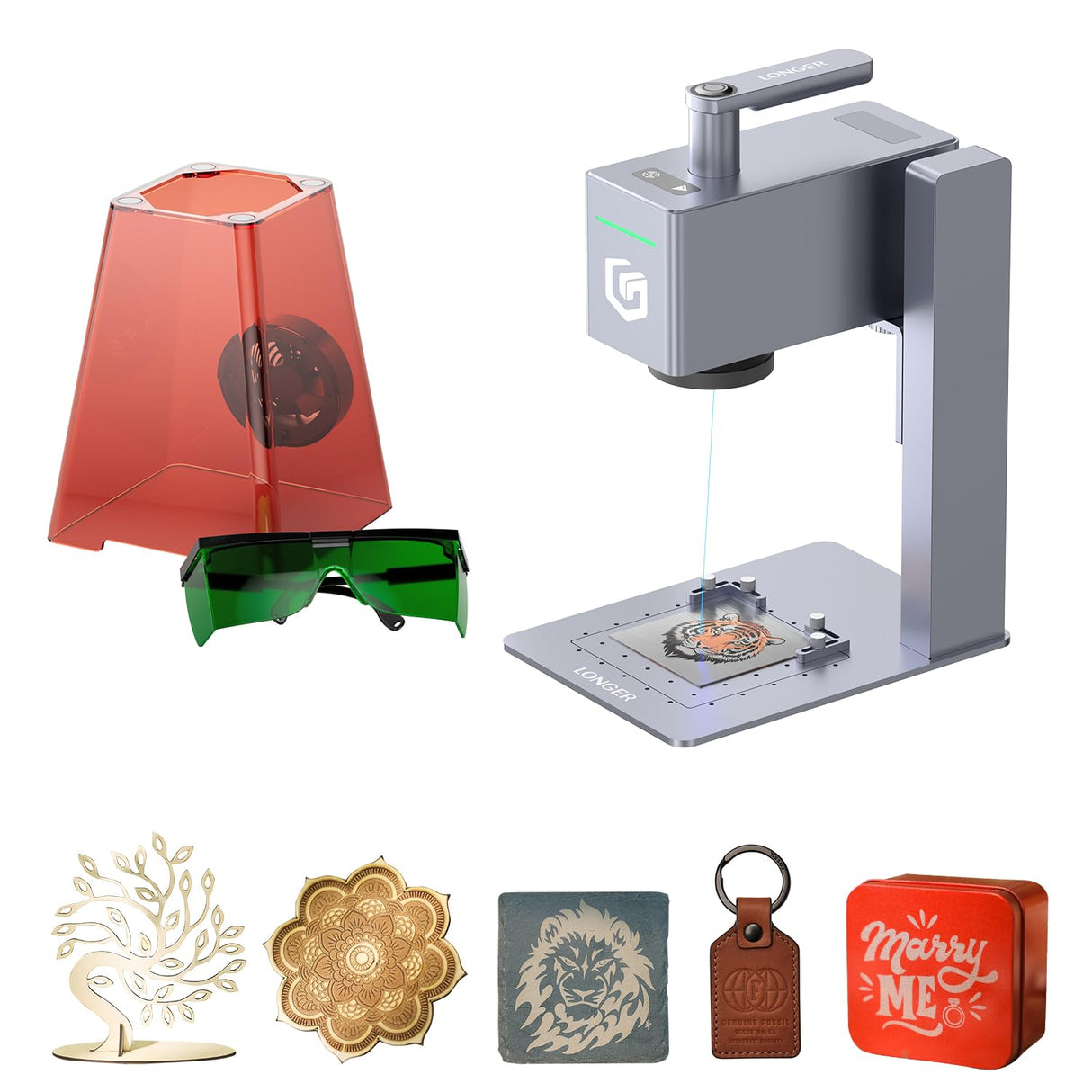 Longer Nano Pro Portable Laser Engraver, 5000mm/s High-Speed 12W Laser Engraver and Cutter, Engraving Precision 0.01 * 0.01mm, DIY Engraver Tool for Wood, Acrylic, Leather, Cloth, Metal, Ceramics Longer