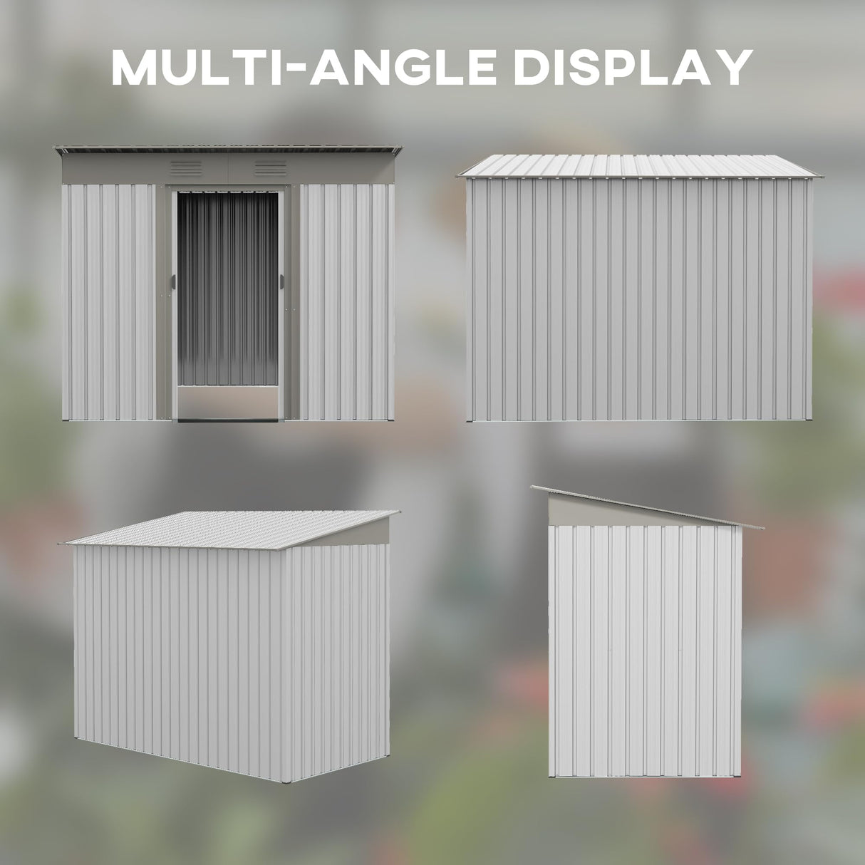 CHUNLY 7' x 4' Outdoor Storage Shed with Double Sliding Doors, Metal Lean to Garden Shed with 2 Air Vents, Tool House Outdoor Storage Room Lockable for Garden Patio Backyard Lawn Silver CHUNLY