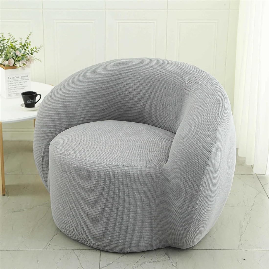 STARINGIRL Stretch Swivel Barrel Chair Sofa Cover Slipcovers Mid Century Modern Accent Chair Modern Curved Cover for Home Hotel Office Cafe Furniture Protector STARINGIRL