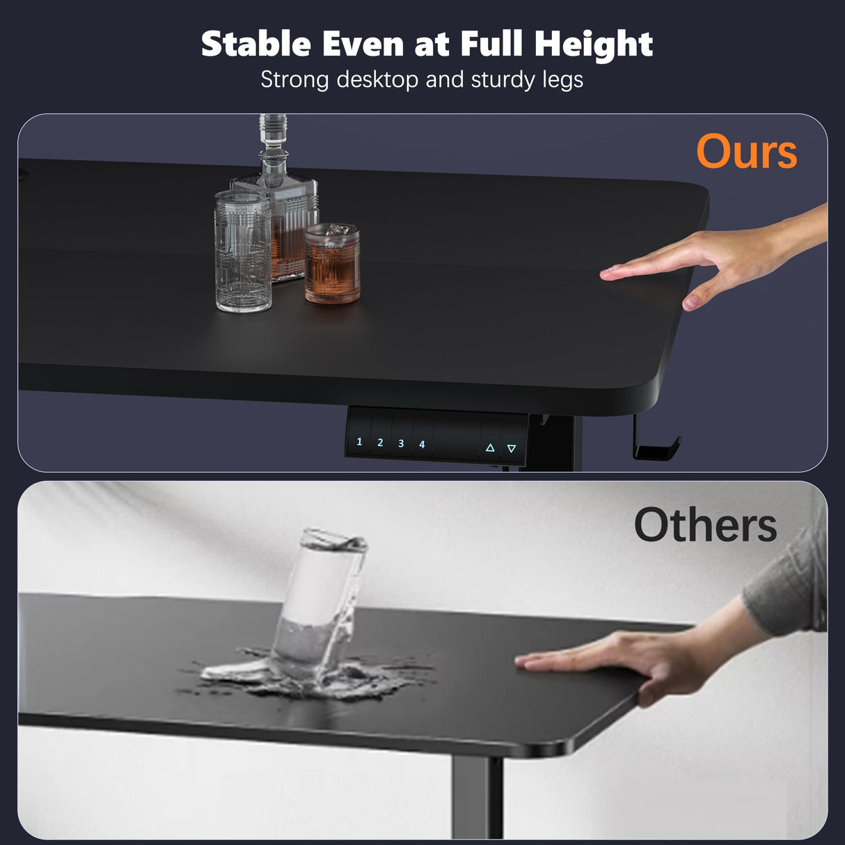 Monomi Electric Height Adjustable Standing Desk, 48x24 Inches, Ergonomic Home Office Sit/Stand Up Desk (Black Steel Frame/Black Top) Monomi