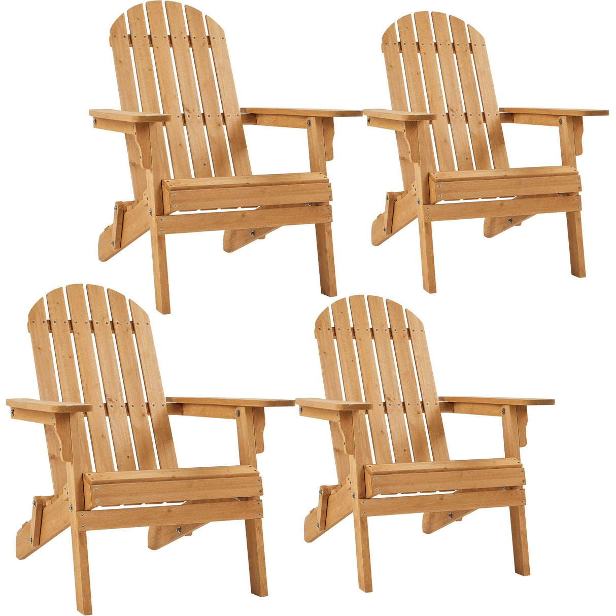 Topeakmart Set of 4 Folding Adirondack Chair Outdoor Weather Resistant Chairs for Patio Deck Garden, Backyard Deck, Fire Pit, Honey Brown Topeakmart