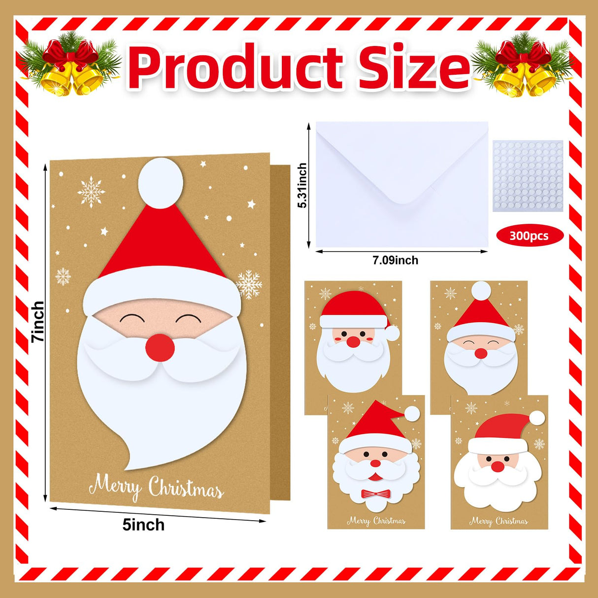 Dispowreath 24 Pcs DIY Christmas Card Making Kits with Envelopes DIY Christmas Craft Make Your Own Santa Claus Greeting Card Making Supplies for Holiday Xmas Party Decoration Favor Dispowreath