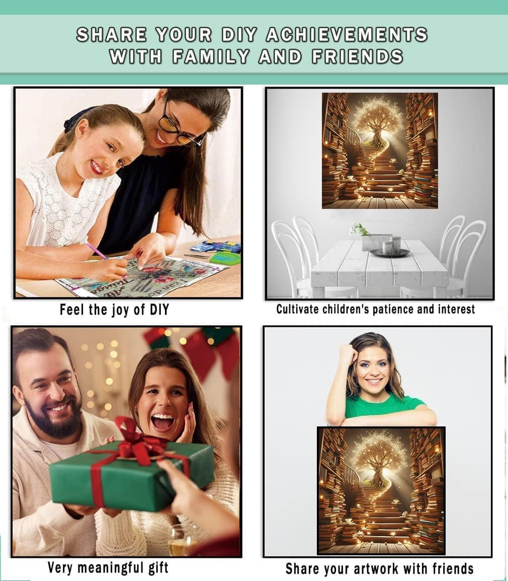 Lophomie Diamond Art Kits for Adults, 5D DIY Tree of Life Diamond Painting Kits for Adults Beginners, Diamond Dots Kits Gem Arts Crafts for Home Wall Decor 14x14 Inch Lophomie