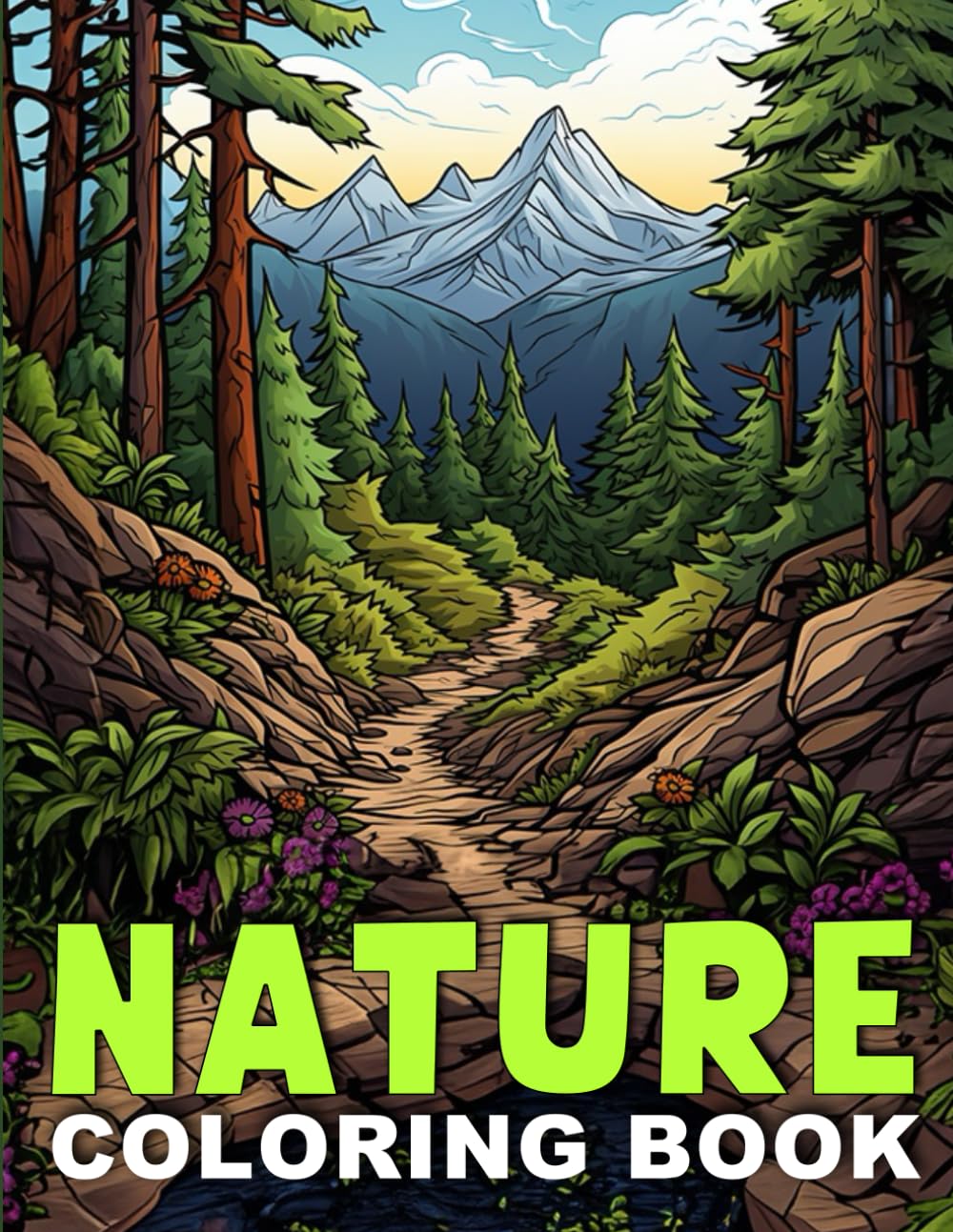 Nature Coloring Book: 104 Pages with Stunning Landscapes from All Around The World for Relaxation, Mindfulness, Anti-Stress WoodArtSupply