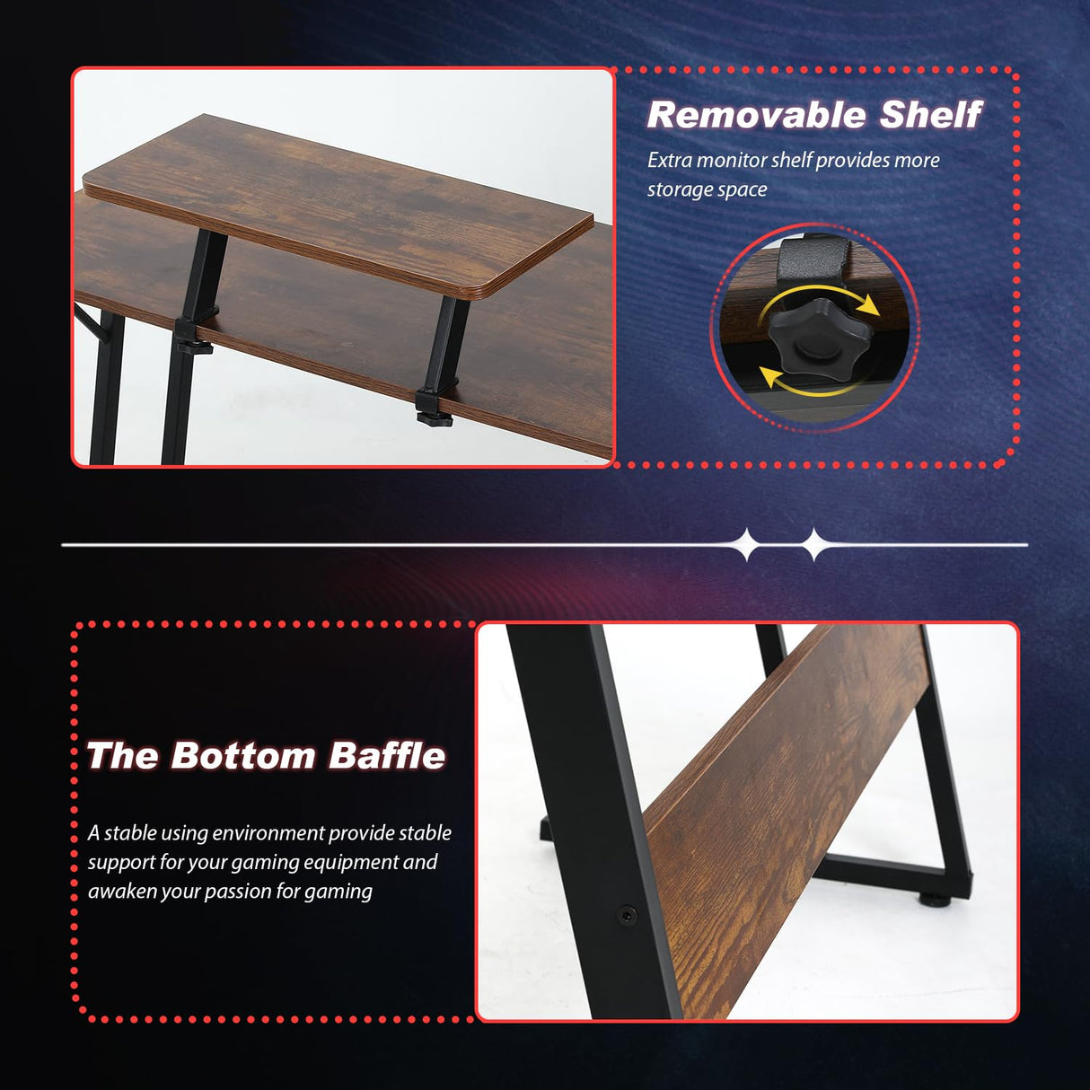 PayLessHere L Shaped Desk Corner Gaming Desk Computer Desk with Large Desktop Studying and Working and Gaming for Home and Work Place,Brown PayLessHere