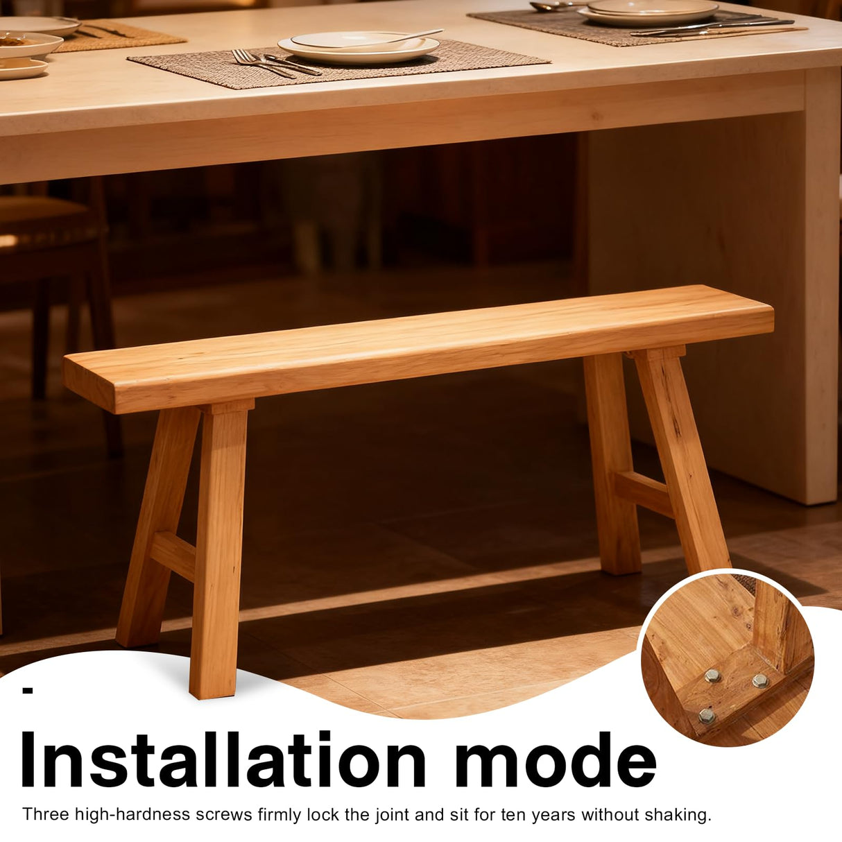 CANYIHB Front Entryway Bench Indoor Hallway Bedroom End of Bed Farm House Rustic Dining Table Vintage Narrow Noodle Bench Solid Wood (L 31.5″x10.2″W x 17.7″H) CANYIHB