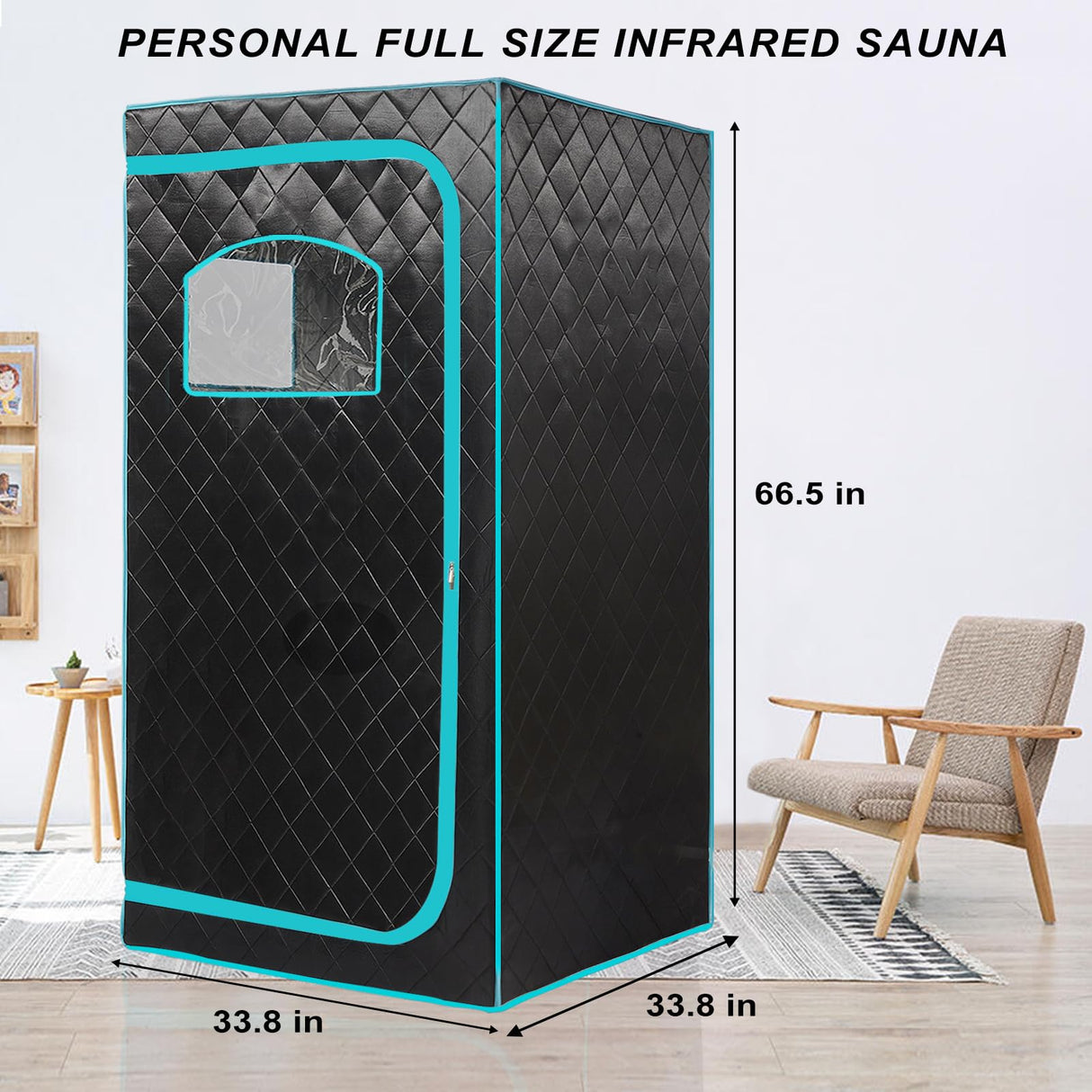AURGOD Portable Full Size Infrared Sauna, One Person Sauna Tent Set for Home Spa with Temperature Remote Control, Heating Foot Pad and Reinforced Foldable Chair (Infrared Sauna) AURGOD