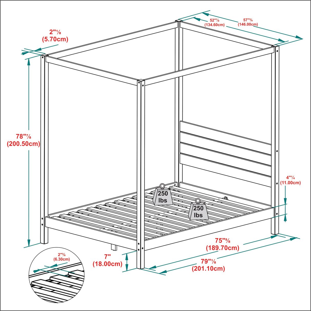 Natural Pine Solid Wood Full Minimalist Canopy Bed Walker Edison