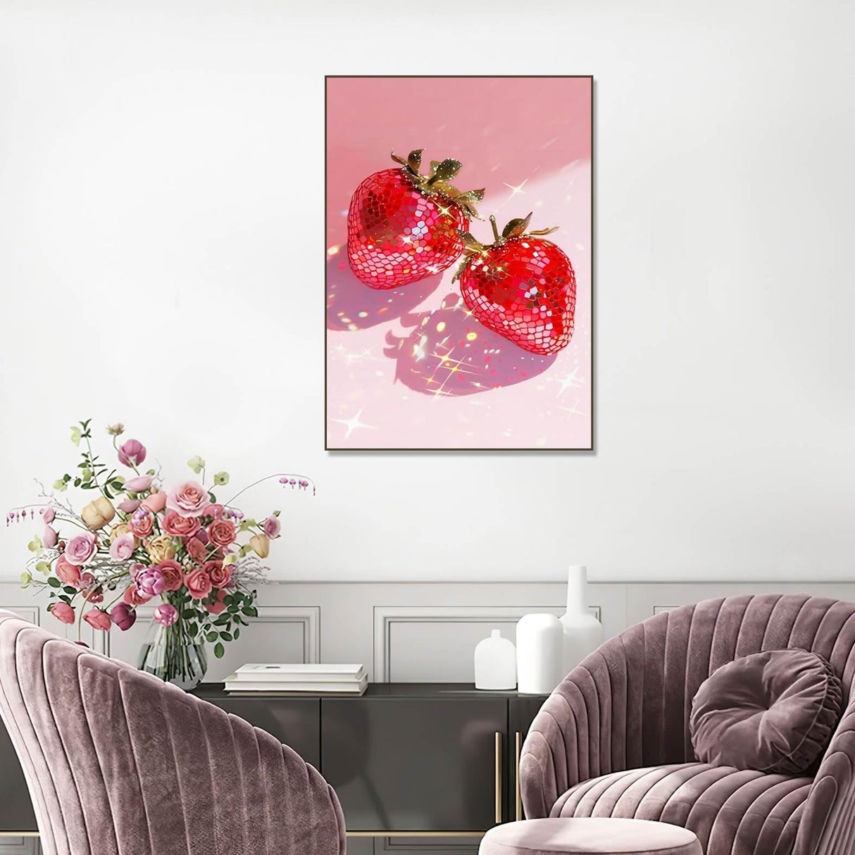 RYMILIE Strawberry Diamond Art Painting Kits for Adults, Full Drill Diamond Dots Paintings for Beginners, Round 5D Paint with Diamonds Pictures Gem Art Painting Kits DIY Crafts Kits 【11.8x15.7inch】 RYMILIE