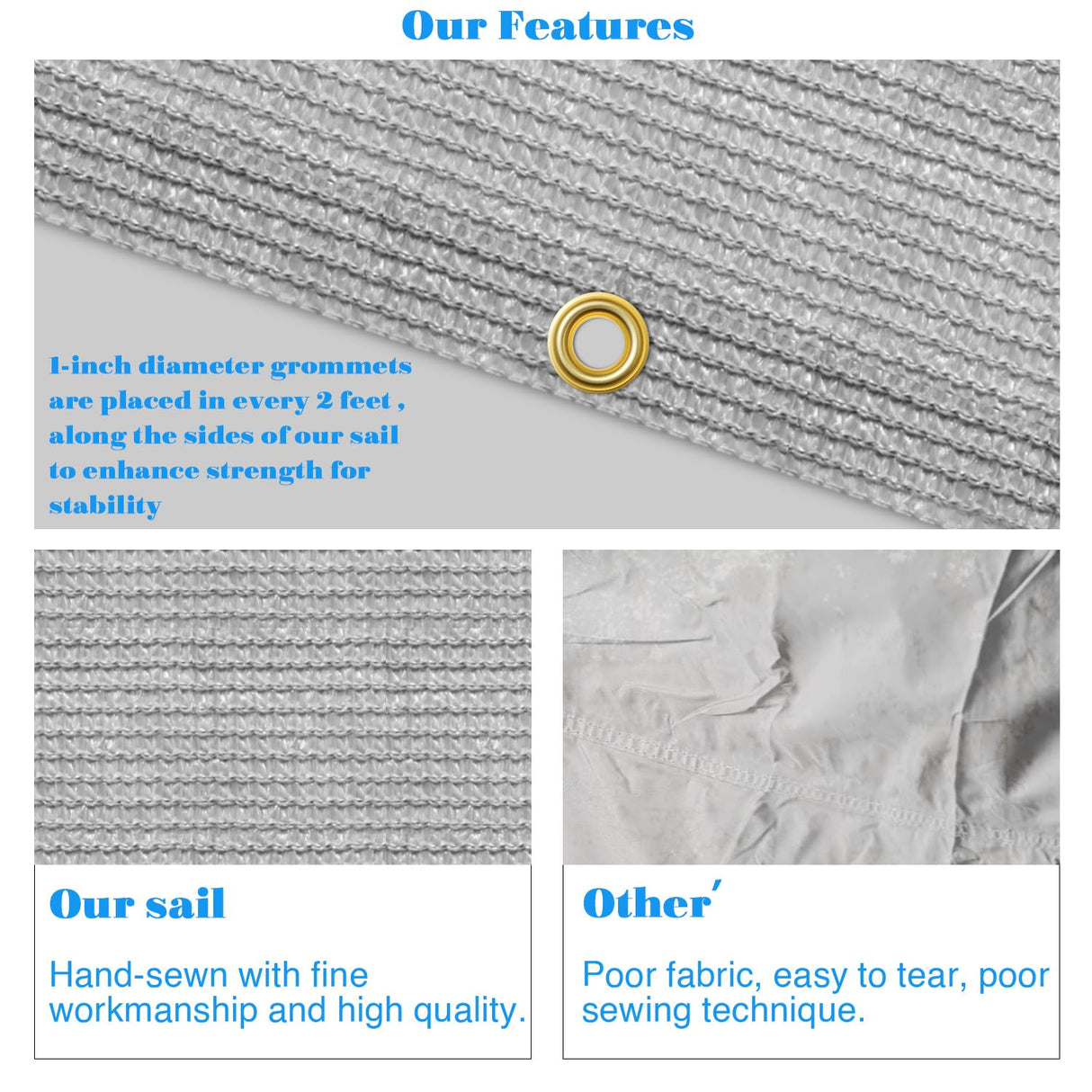 Awnpro 20' x 34' Sun Shade Sail Straight Edge Sun Shade Canopy with Grommets Sunlight Block Shade Cover for Outdoor Pergola Patio Backyard Garden (Light Gray) AwnPro