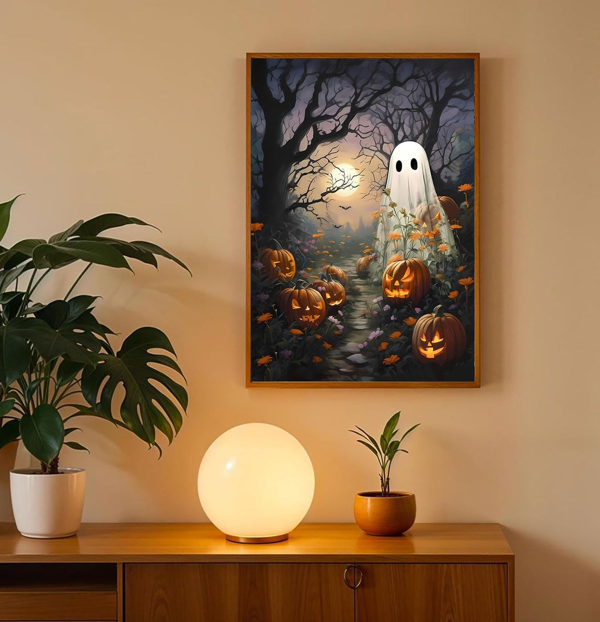 Halloween Pumpkin Diamond Art Kits for Adults,Full Round Drill Dot Scary Ghost Diamond Painting Kits for Beginner,DIY Gem Art and Craft Paint by Diamonds Scary Forest Scenery,Home Wall Decor 12X16Inch SJDIYSTORE