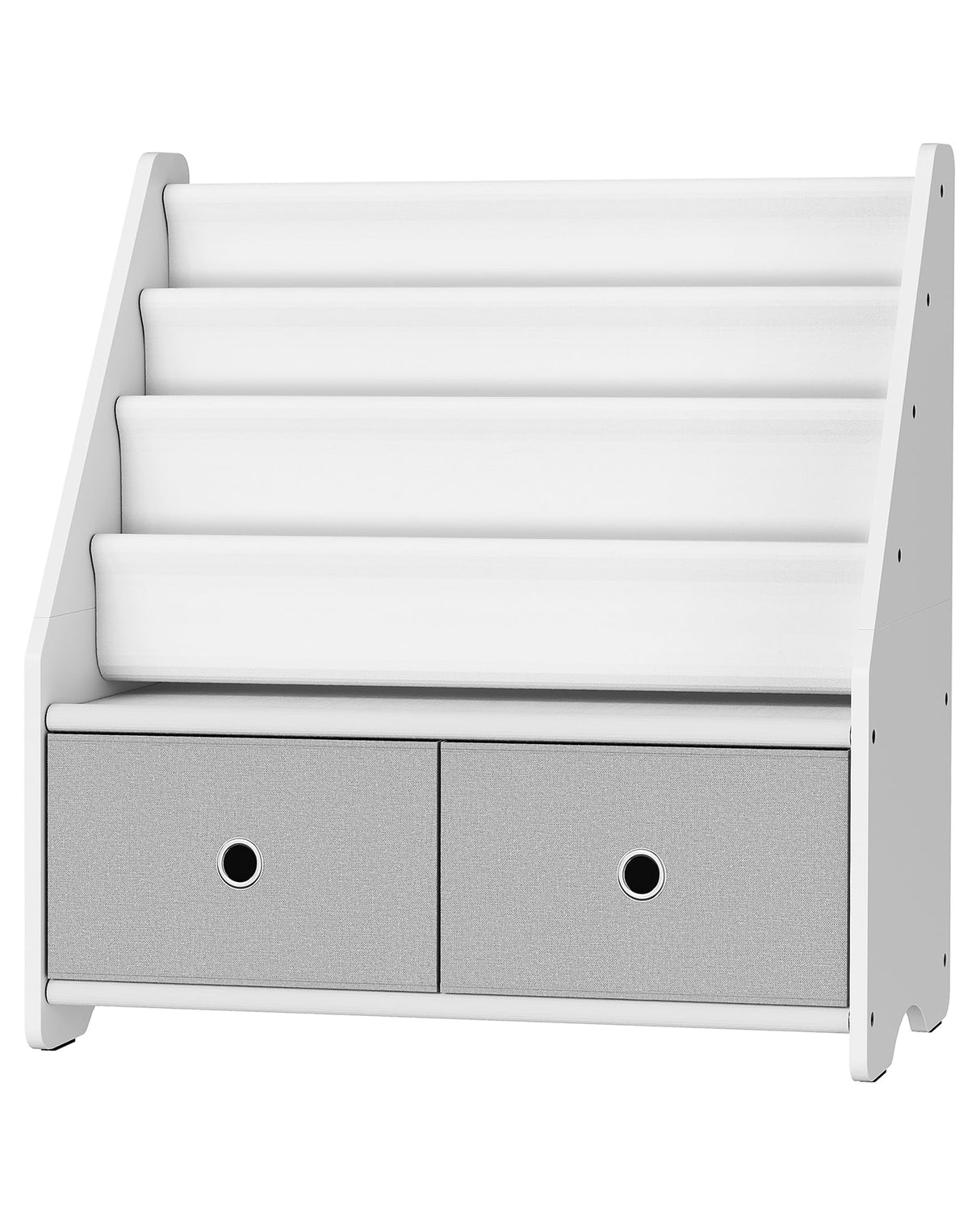 CHOEZON Kids Bookshelf and Toy Storage, 4 Tier Large Capacity Kids Book Rack, Sling Kid Bookcase, for Kids Room, Nursery, Playroom, White and Gray MCW06WT CHOEZON