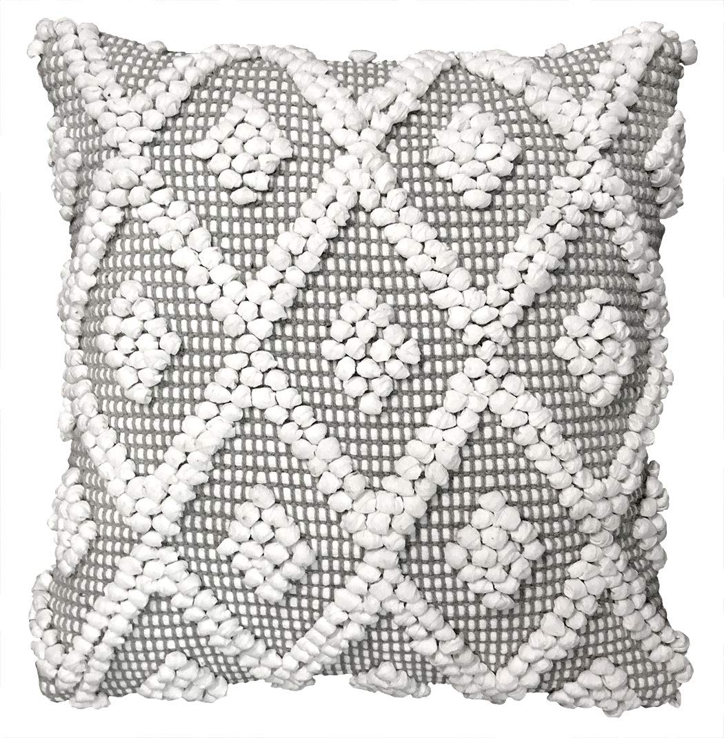 Lush Decor Adelyn Decorative Throw Pillow Cover, 20" W x 20" L, Gray - Square Pillow - Gray Diamond Pillow - Textured Pillows - Hygge Decor - Farmhouse Throw Pillows For Bed, Couch, Or Chair Lush Decor