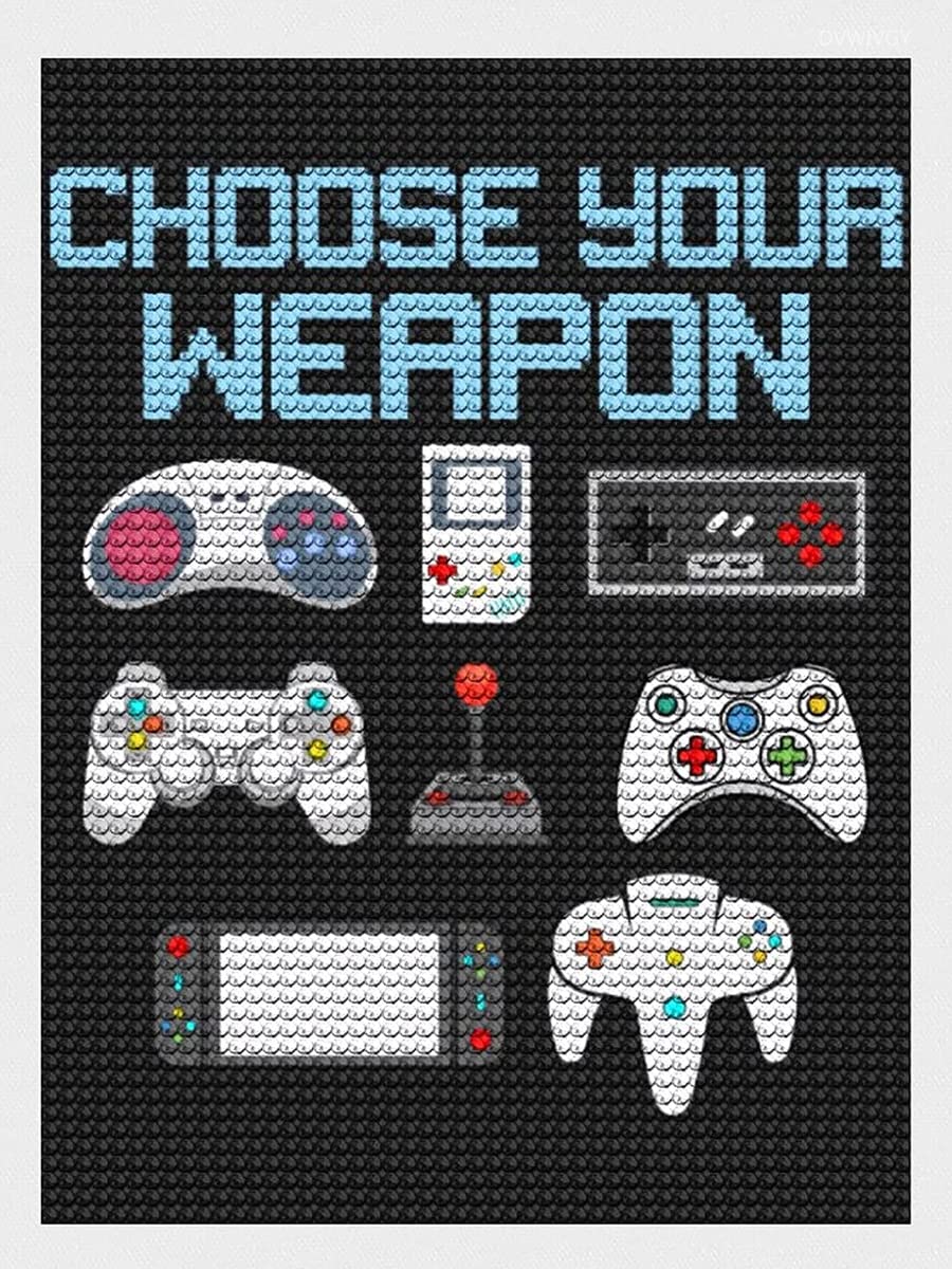 DIY Diamond Painting Kits Funny Gaming Diamond Art for Adults Kids, Full Round Drill Paint by Numbers Arts Pictures for Home Wall Decor Gifts 12 x 16 inch DVWIVGY