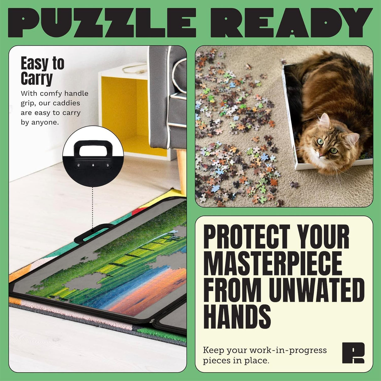 1500 Pieces Jigsaw Puzzle Caddy Board - Portable Jigsaw Puzzle Table Storage with 6 Puzzle Sorting Trays - 27”x 36” Porta-Puzzle Jigsaw Caddy with Non-Slip Surface for Adults & Kids - Puzzle Ready Puzzle Ready