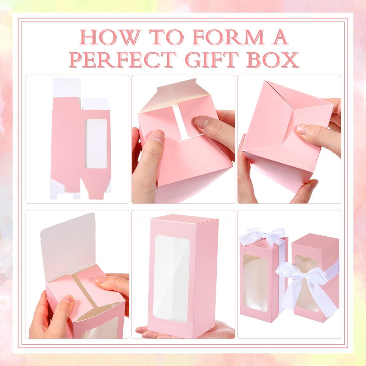 Fulmoon 12 Sets Sublimation Glass Gift Boxes Christmas Thank You Glass Cup Boxes with Ribbon Gift Wrap Boxes for Thanksgiving Christmas Shipping Blanks Sublimation Gift Wrapping(Pink) Fulmoon