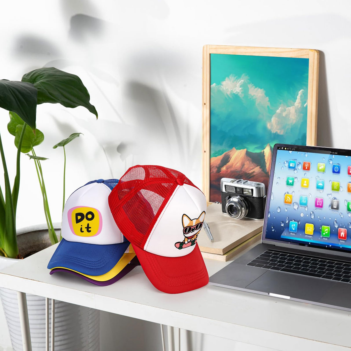 WRINGKIT 10 Pack Blank Trucker Hat, Summer Mesh Baseball Cap, Polyester Sublimation Hats with Adjustable Snapback Strap, Plain Trucker Hats for Women and Men, DIY Your Custom Hats Black WRINGKIT