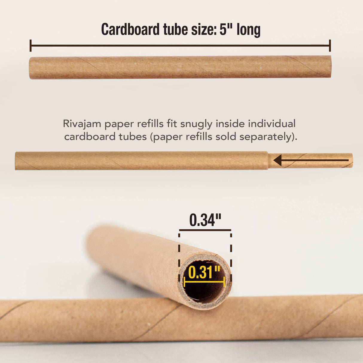 Rivajam 125 Mason Bee House Cardboard Nest Tubes Refill Pack | Solitary Bee Hive & Supplies | Starter Kit & Habitat Garden Gift | Hotels Tubes & Nest Box Inserts Liners Rivajam