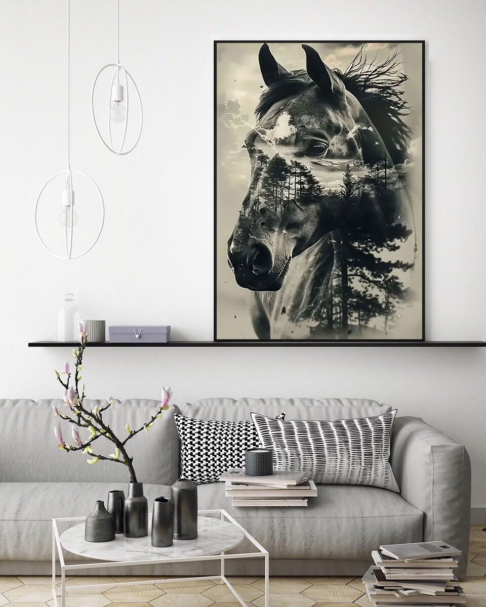 CHWGLFGG 5D Horse Diamond Art Kits for Adults Beginners,DIY Full Round Drill Diamond Painting Kits,Paint by Diamonds Dot Gem Art Crystal Easy,Home Wall Decor 12X16Inch CHWGLFGG