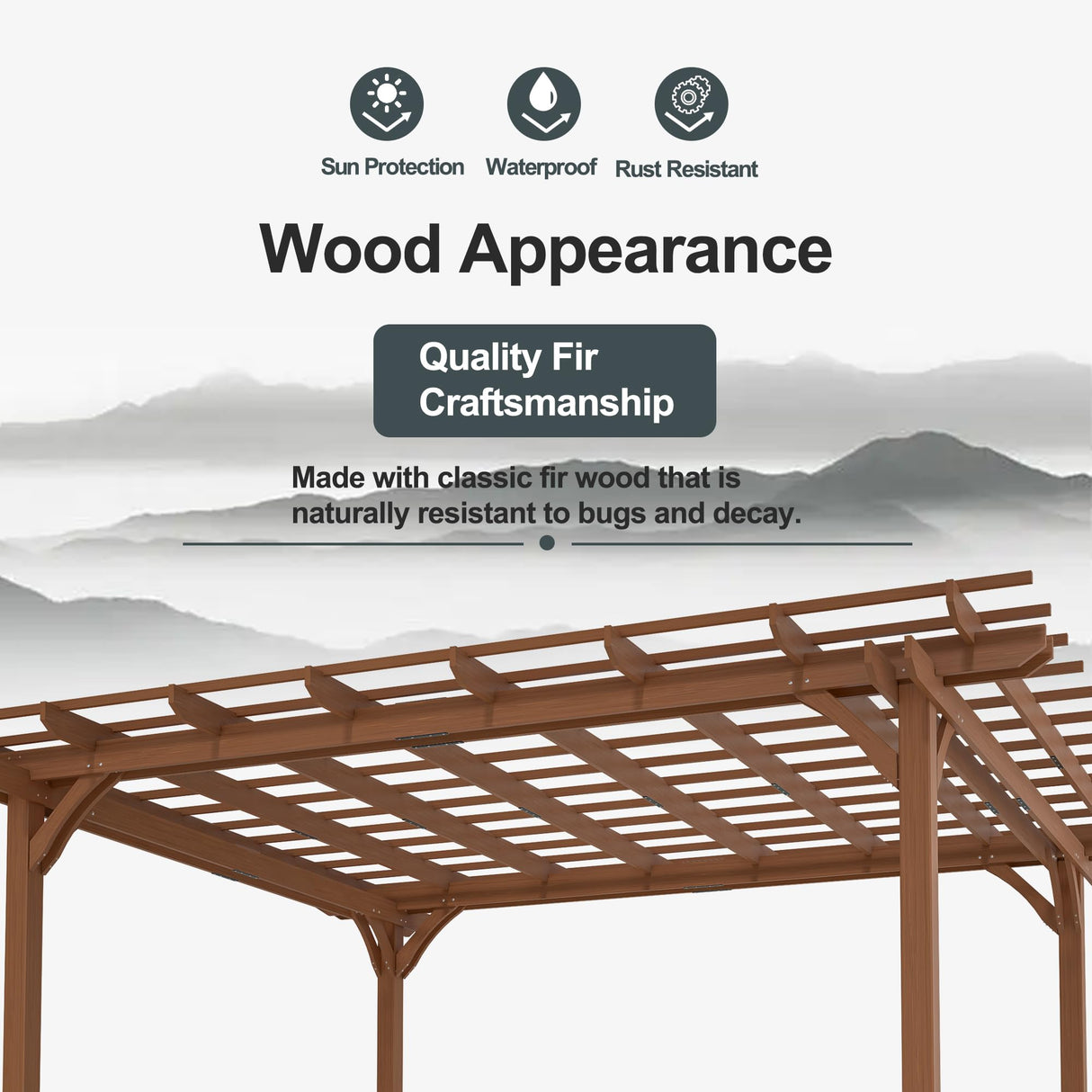 Mulinsonfly Outdoor Pergola 12'x14' - Sturdy Wooden Frame for Garden, Patio, and Backyard, Wood Pergola Ideal for Outdoor Entertaining and Relaxation Mulinsonfly