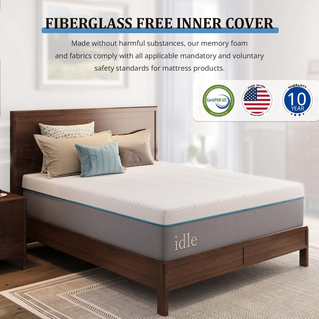 EGOHOME King Mattress 14 Inch Cooling Gel Memory Foam, Fiberglass Free, Mattress Bed in a Box for Back Pain Relief, Medium Firm, CertiPUR-US Certified, 76”x80”x14”, White EGOHOME