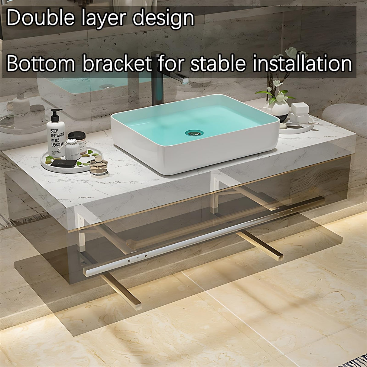 ZGNBSD Double Bathroom Bathroom Vanity with Sink - Floating Bathroom Vanity with LED Smart Defog Mirror Cabinet, Solid Wood Bathroom Vanity, Wall Mounted, Stylish Design. (Double Sink 60") ZGNBSD