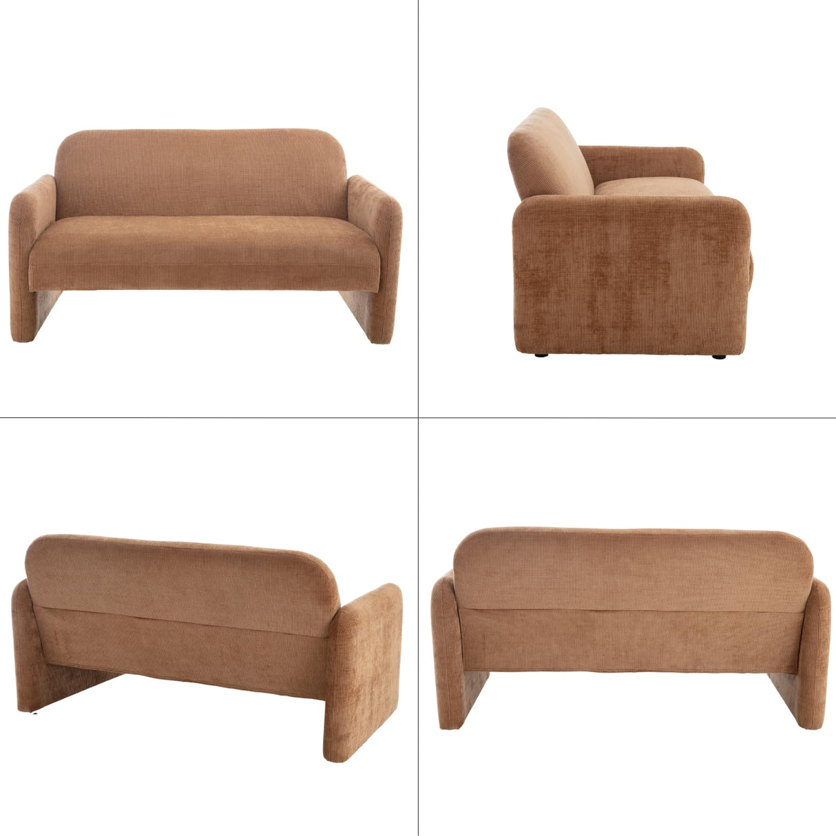 DUOMAY Cute Chenille Loveseat Sofa, Modern 55" Wide Seat Couch Minimalist Style Comfy Deep Seat Sofa for 2-3 Seater for Living Room Apartment, Brown DUOMAY