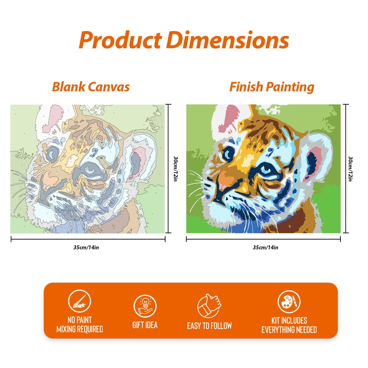 Wings Giant Framed Paint by Numbers Kit for Kids Ages 4-8, 8-12, Beginner Cartoon Dog Theme, Pre-Printed Acrylic Painting, (12 x 14 inch) Canvas, Clear Numbering, Includes Inner Hook, Wall Decor Wings Giant