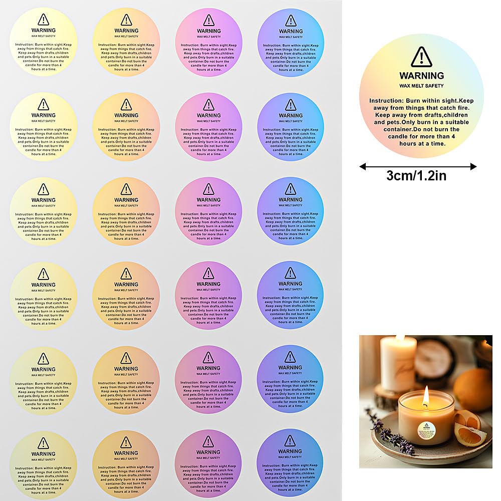 Candle Warning Labels, Candle Labels for Candle Making, 240Pcs Candle Warning Stickers Wax Melt Warning Labels Candle Stickers Warning Labels for Candle Making Candle Making Kit Candle Making Supplies OZOSHINE