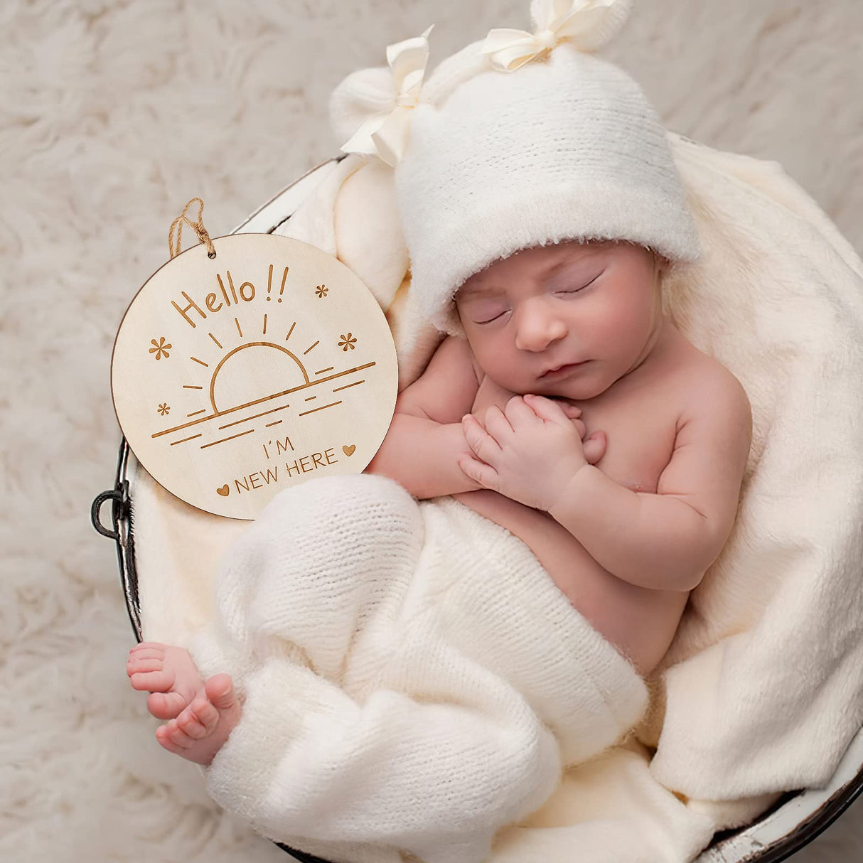 ZIEYOMI Baby Announcement Sign, Wooden Baby Name Sign for Nursery, Hello World Newborn Sign, Birth Announcement Sign for Hospital, Welcome Baby Sign ZIEYOMI