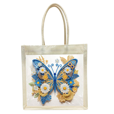 ARTopet DIY Diamond Art Painting Handbag Handmade Non-Woven Shopping Tote Bags with Replace Pattern Reusable Grocery Bag-Butterfly01