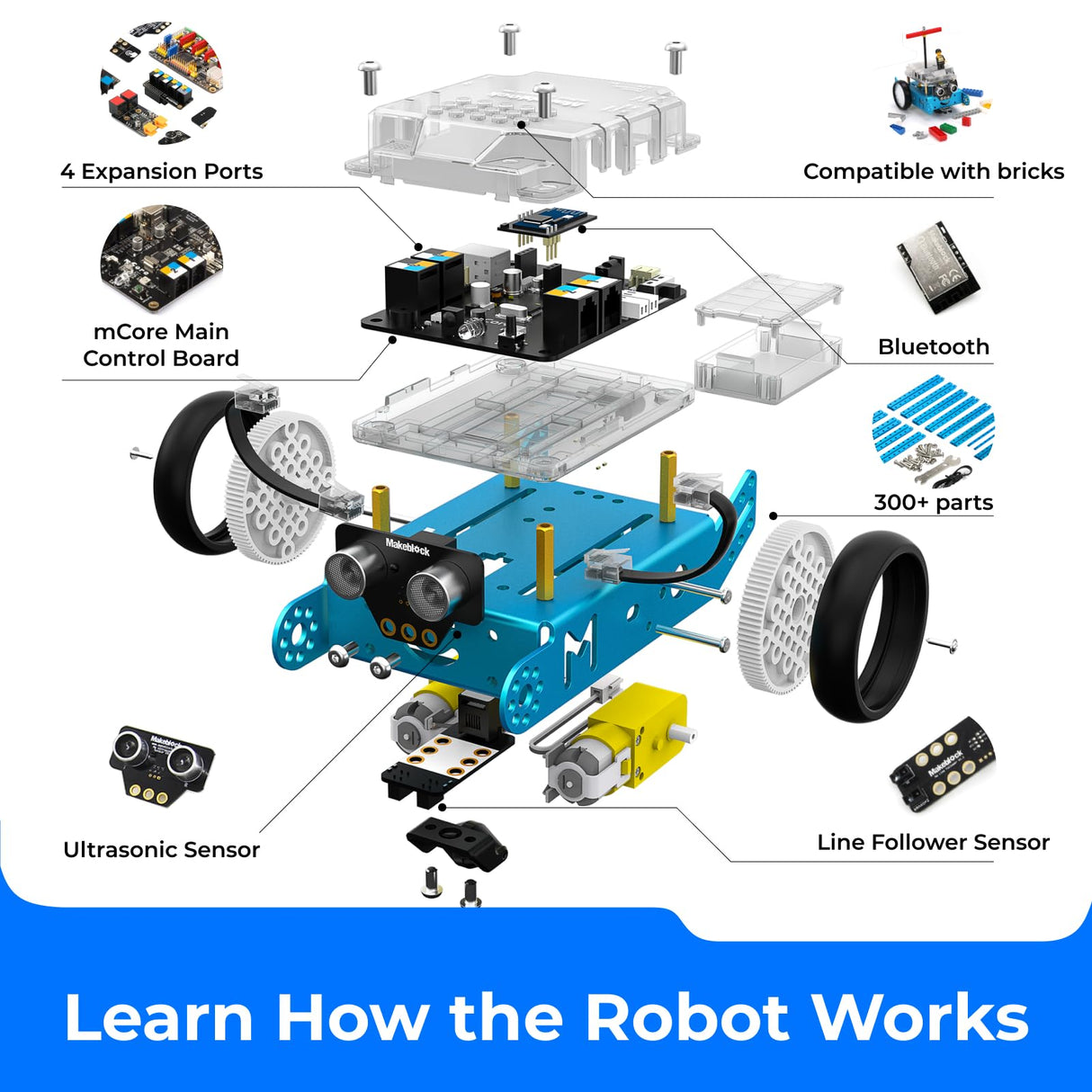 Makeblock mBot Robot Kit, Robotics for Kids Ages 8-12 Learn to Code with Scratch & Arduino, STEM Toys Science Kits for Kids Age 8-12 Boys and Girls Age 8+ Makeblock