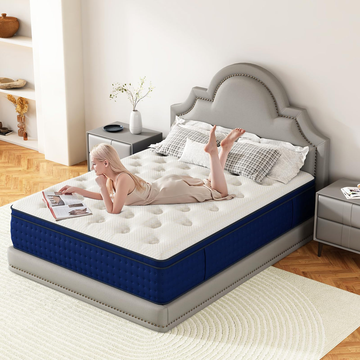 KolaDream Queen Mattress, 14 Inch Hybrid Gel Memory Foam & Pocket Springs,Medium Firm Mattresses in a Box, Relieves Back Pain, Motion Isolation, Fiberglass-Free, CertiPUR-US Certified, 365-Night Trial KolaDream