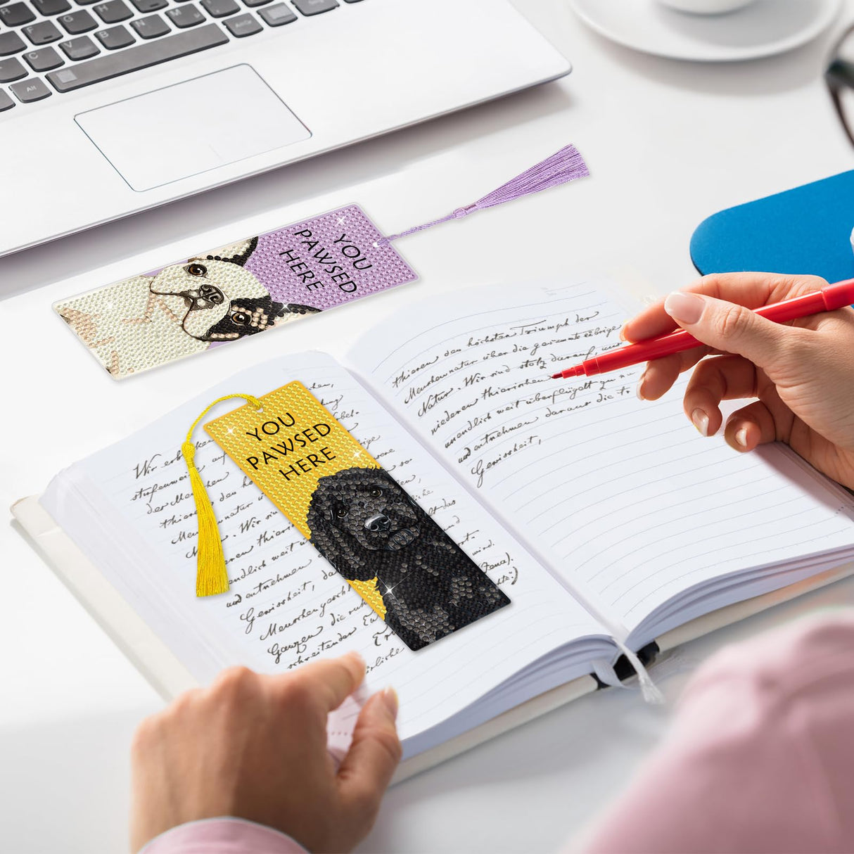 6 PCS Diamond Art Kits Bookmarks Diamond Painting Bookmark, 5D DIY Book Marks Dimond Art Paintings Gem Art, Acrylic Bookmarks with Tassels,Arts and Crafts for Adults Reading Gifts for Book Lovers NANZHOO