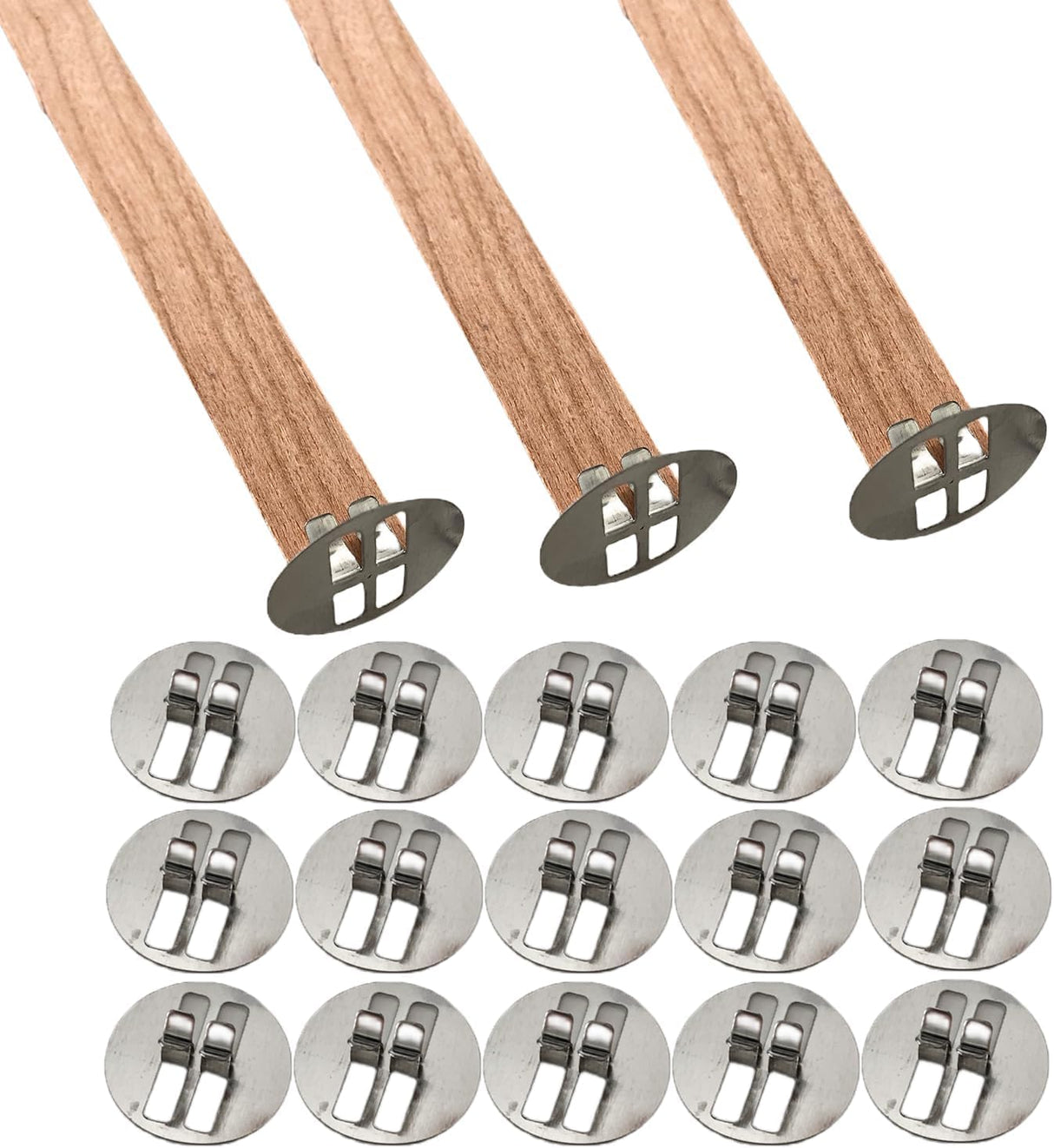 150pcs Wick Clip for Candle Making Wood Wick Holder Base Universal Wood Wick Clips Wooden Wicks Bases Metal Candle Wick Holders (Wicks not Included) Phinicco