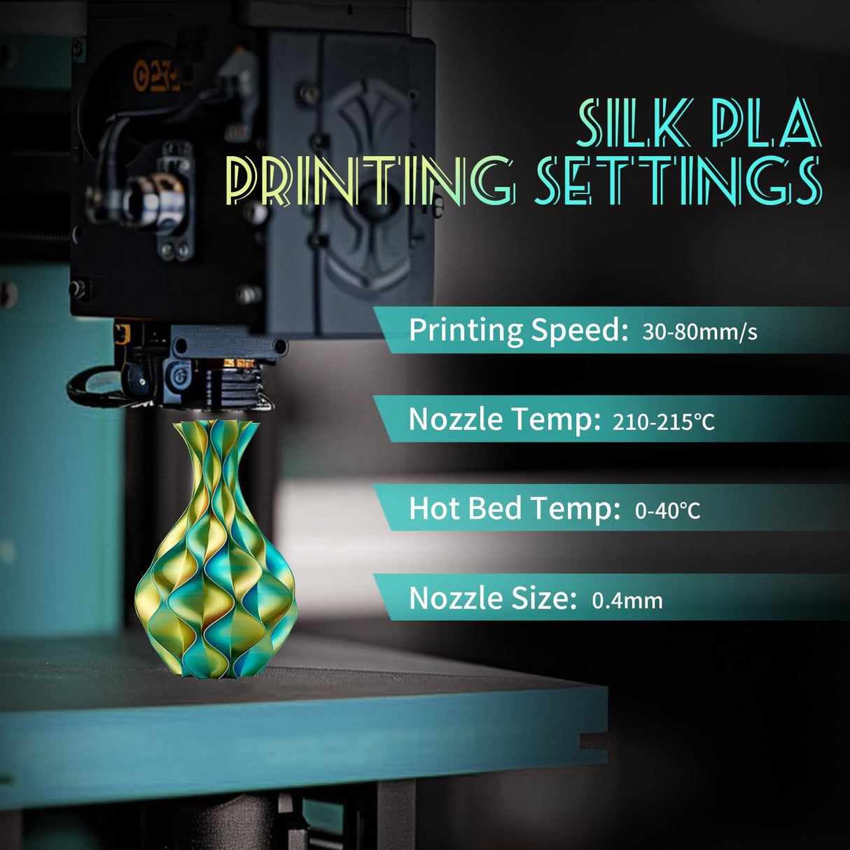 Chitu Systems Conjure Silk PLA 3D Printer Filament, 1.75mm Dual Color Filament, Silk Blue Green 3D Printing Filament 1KG/2.2lb (A-Silk PLA-Blue+Green 1kg) chitu systems