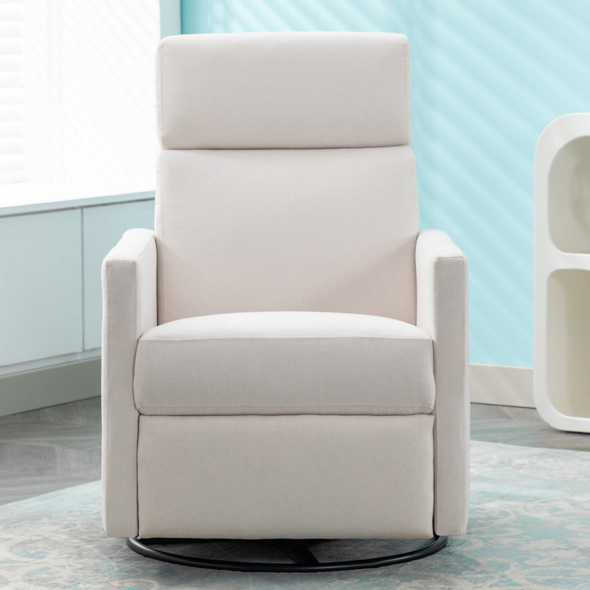 Merax Modern Upholstered Recliner Chair with Thick Seat Cushion and Backrest Swiel Accent Armchair for Living Room, Bedroom, Home Office Beige Merax