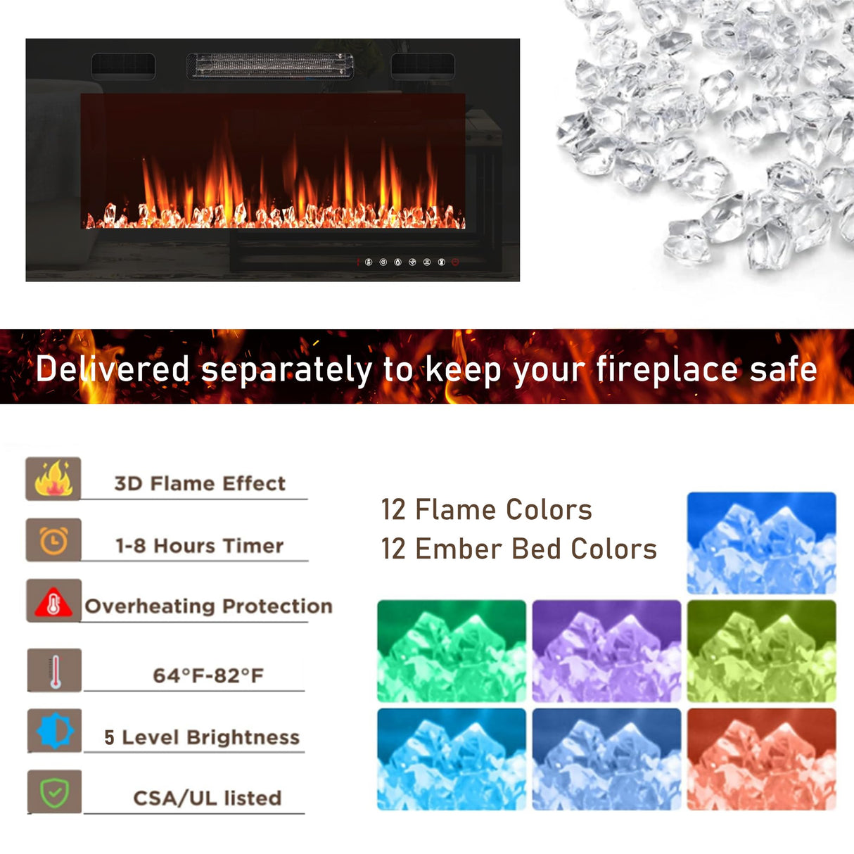 jiteentarou Farmhouse Fireplace TV Stand for 70/75/80 Inch TV, 32”Tall Entertainment Center w/ 36”Electric Fireplace & LED Light, 70”Media Console w/Barn Door Cabinet for Living Room, White jiteentarou