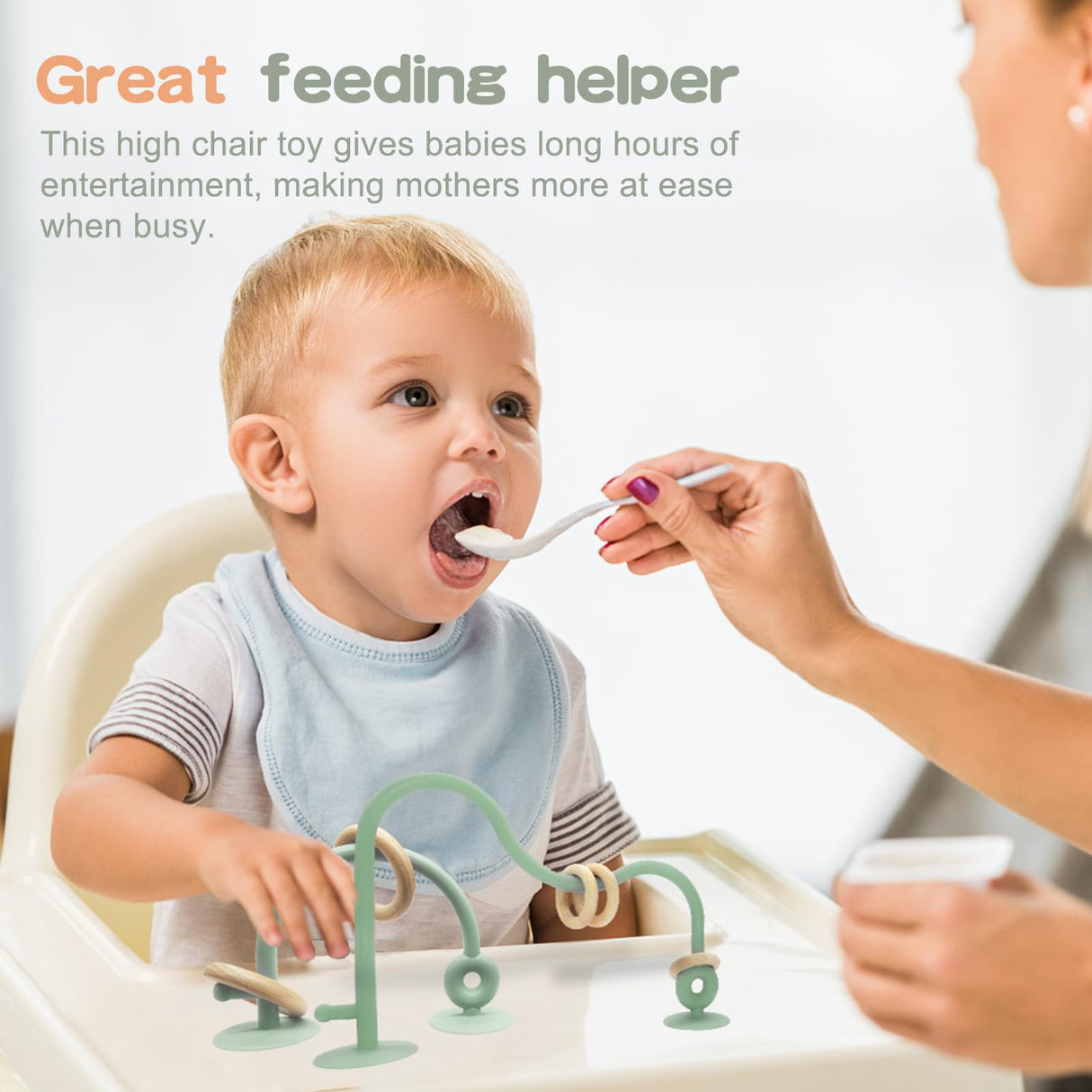 oiimllby Baby Teething Toy, High Chair Suction Cup Toys for Infant Toddlers 0-6M, Food Grade Silicone Teether, Educational Parent-Child Baby Toys, Montessori Sensory Toy for Babies 6-12Months (Green) oiimllby