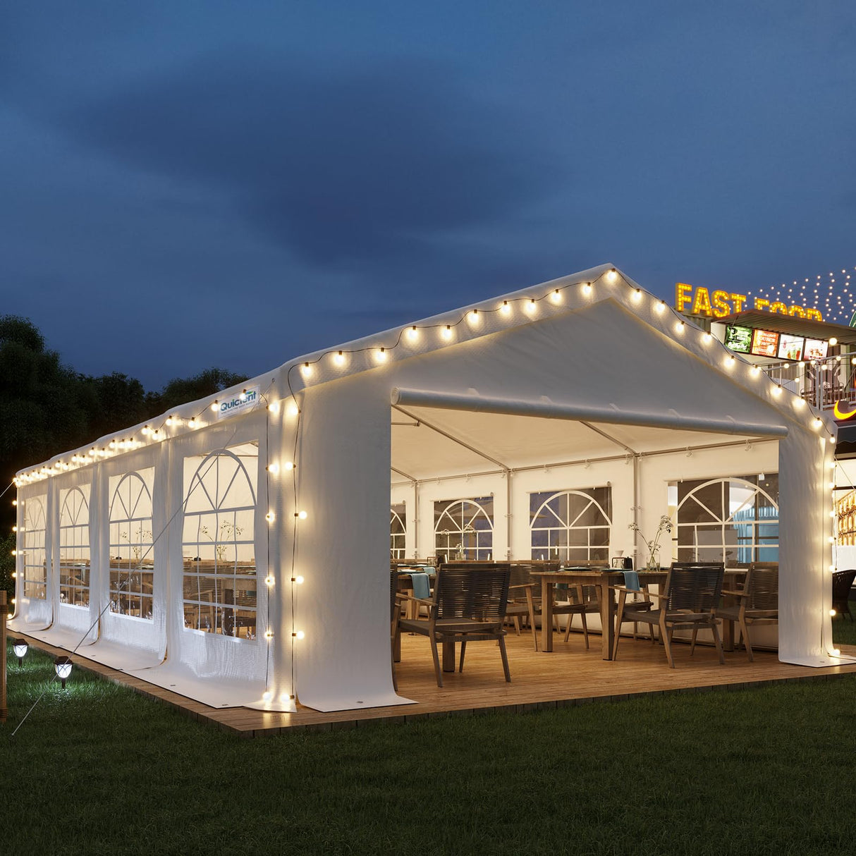 Quictent 20x30 Party Tent Heavy Duty Upgrade PVC Fire Retardent Vinyl Outdoor Gazebo Wedding Canopy Carport Shelter BBQ Tents with 10 Removable Sidewalls Quictent