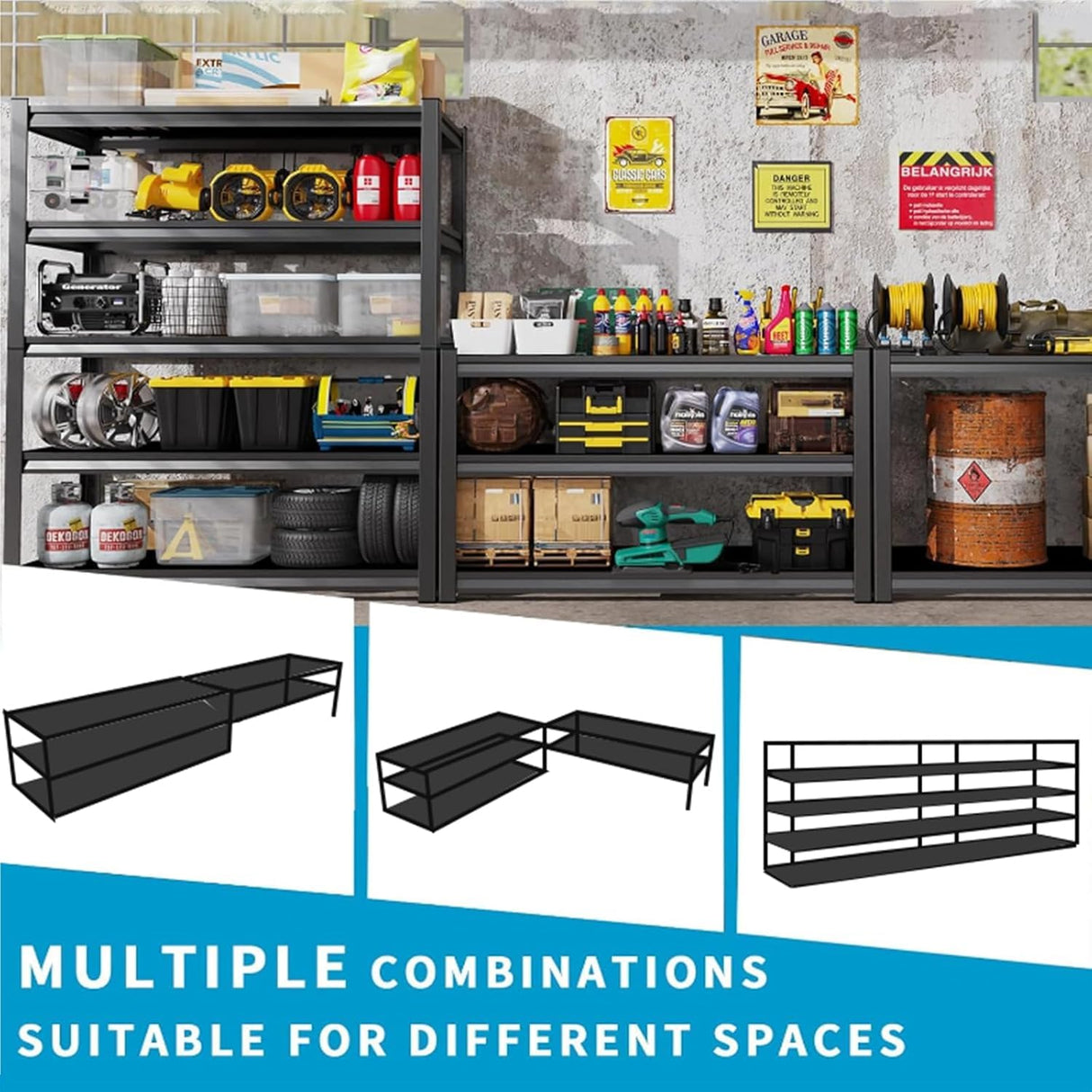 OECSO 5000LBS Storage Shelves Heavy Duty 72" H Garage Shelving Units 5 Tier Adjustable Metal Utility Rack Shelf,Large Industrial Shelves,for Shop,Warehouse,Basement,Outdoor,72" H x 48" W x 24" D OECSO