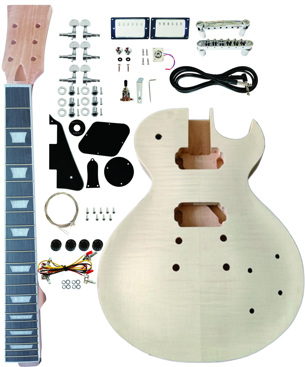 DIY Single Cut Electric Guitar Kits with Mahogany Body and Neck - Rosewood Fingerboard and All Components Included WoodArtSupply