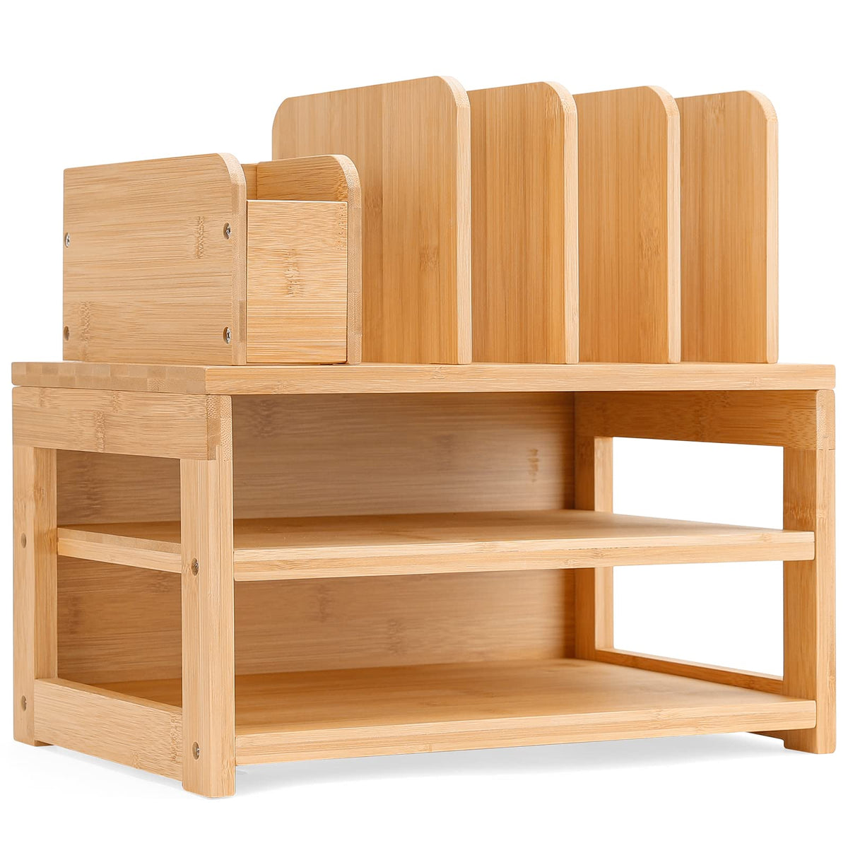 Homde Bamboo Desk Organizer with File Holder, Office Organization for ...