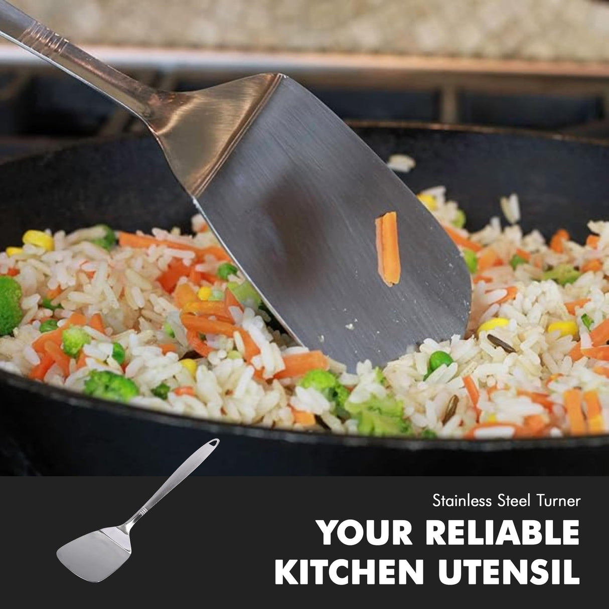 Chef Craft Select Turner/Spatula, 12.5 inch, Stainless Steel Chef Craft